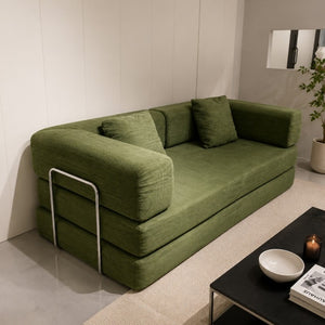 English Elm Compression Corduroy Floor Sofa Bed Modular Convertible for Studio Living Spaces Green W6188P525745