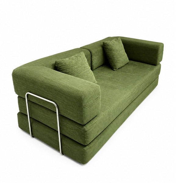 English Elm Compression Corduroy Floor Sofa Bed Modular Convertible for Studio Living Spaces Green W6188P525745