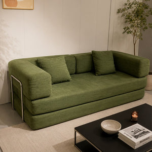English Elm Compression Corduroy Floor Sofa Bed Modular Convertible for Studio Living Spaces Green W6188P525745