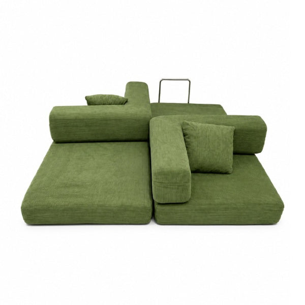 English Elm Compression Corduroy Floor Sofa Bed Modular Convertible for Studio Living Spaces Green W6188P525745