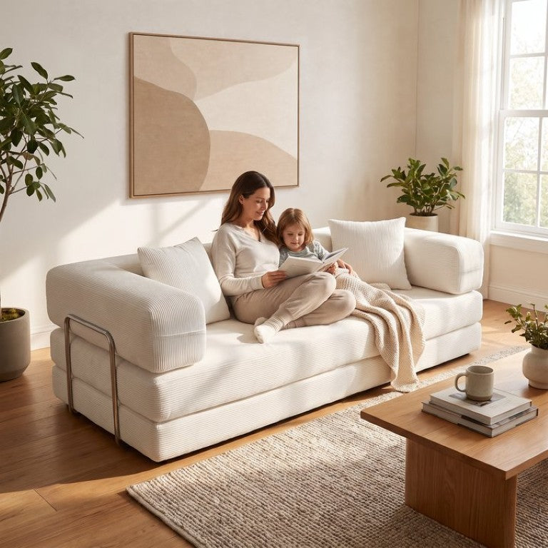 English Elm Double Duty Convertible Corduroy Sleeper Sofa Wide Body Sponge Guest Bed W6188P552718