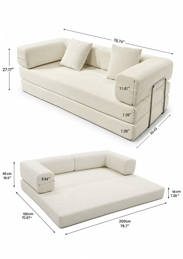 English Elm Double Duty Convertible Corduroy Sleeper Sofa Wide Body Sponge Guest Bed W6188P552718