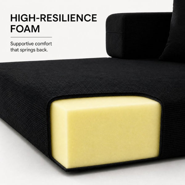 English Elm Compression Corduroy Floor Sofa Bed Modular Convertible for Studio or Guest Room W6188P552719