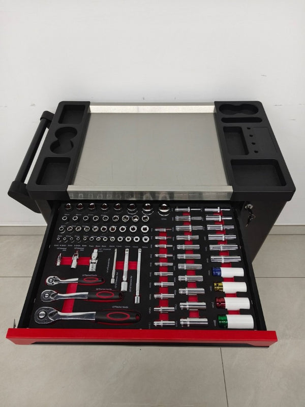 English Elm 7 Drawer Rolling Tool Chest SPCC Steel Cabinet with 258 Piece Set for Garage W6259P532652