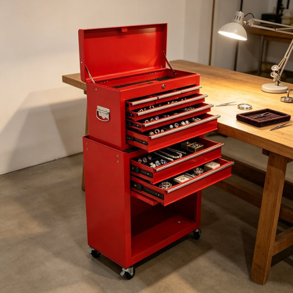 English Elm 8‑Drawer Rolling Tool Chest Detachable Top Box Cold-Rolled Steel Garage Workshop Cabinet W6259P532862