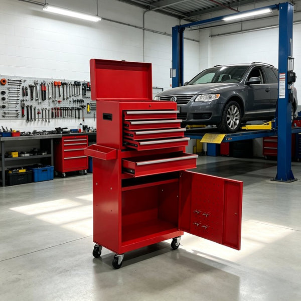 English Elm 5‑Drawer Rolling Steel Tool Cabinet with Locking Casters and Detachable Top Chest W6259P532919