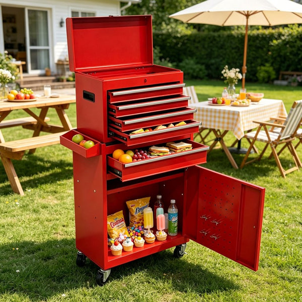 English Elm 5‑Drawer Rolling Steel Tool Cabinet with Locking Casters and Detachable Top Chest W6259P532919
