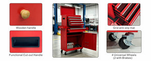 English Elm 5‑Drawer Rolling Steel Tool Cabinet with Locking Casters and Detachable Top Chest W6259P532919