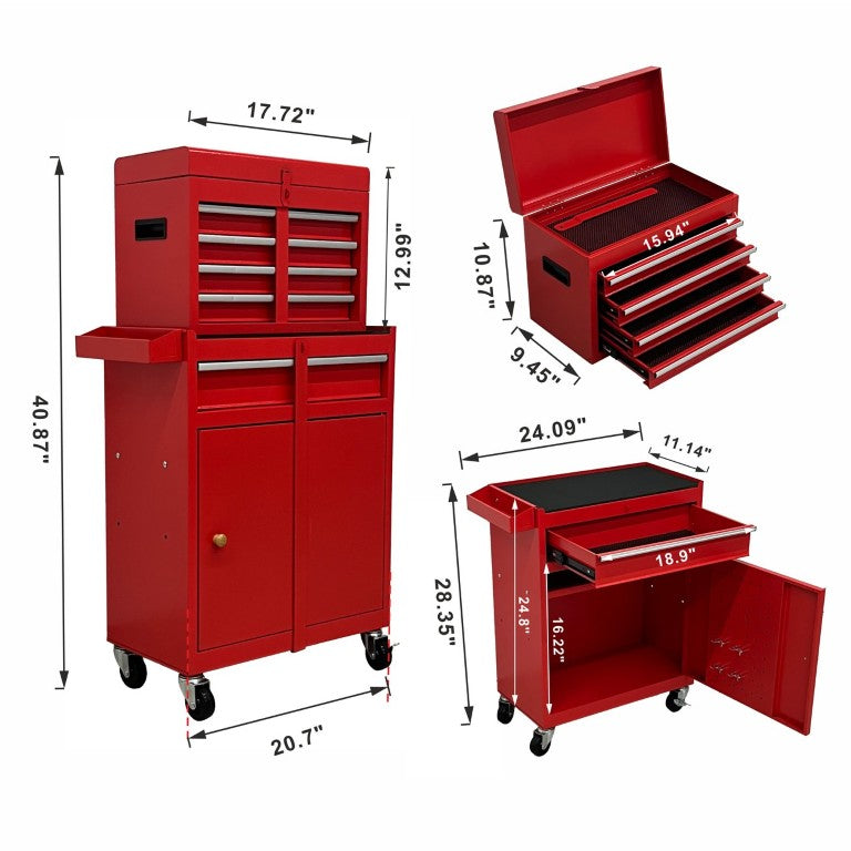English Elm 5‑Drawer Rolling Steel Tool Cabinet with Locking Casters and Detachable Top Chest W6259P532919
