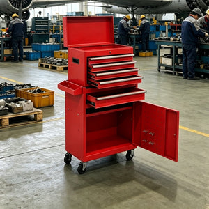 English Elm 5‑Drawer Rolling Steel Tool Cabinet with Locking Casters and Detachable Top Chest W6259P532919