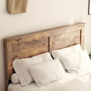 English Elm Bed Frame Full Size Dark Brown Wood Platform with Under Storage and Noise Free Slats W636133432