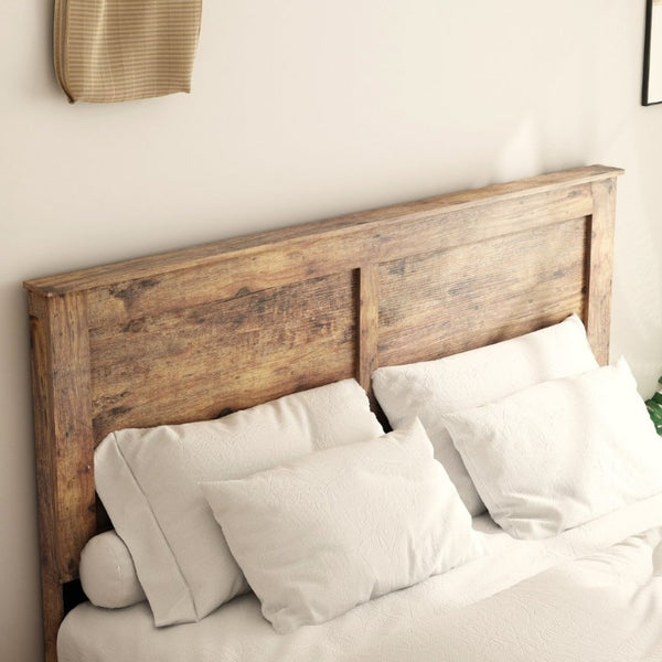 English Elm Bed Frame Full Size Dark Brown Wood Platform with Under Storage and Noise Free Slats W636133432