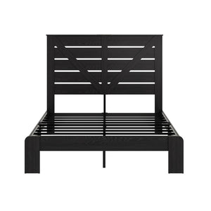 English Elm Queen Platform Bed with MDF Headboard Steel Slats Under Storage Industrial Modern W636P272666