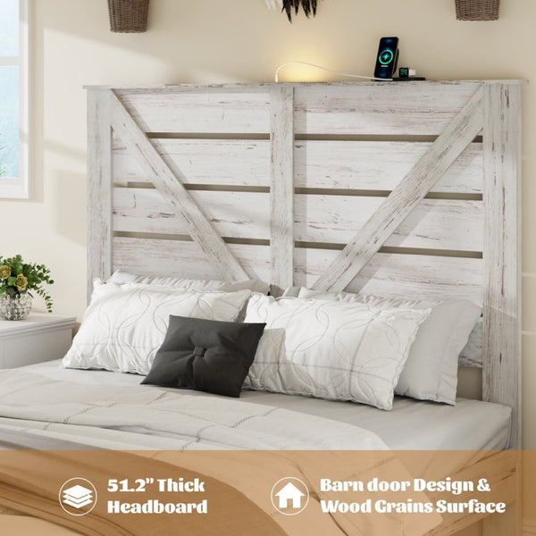English Elm Full Platform Bed MDF Headboard Steel Frame Industrial Style with Under Bed Storage W636P272696