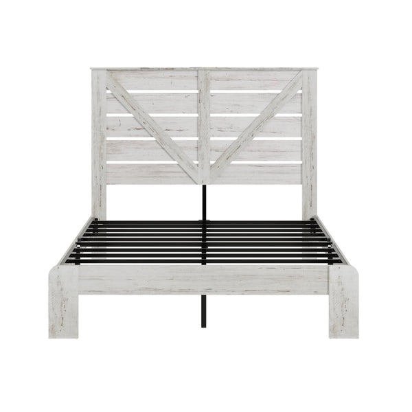 English Elm Full Platform Bed MDF Headboard Steel Frame Industrial Style with Under Bed Storage W636P272696