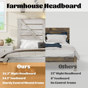 English Elm Full Platform Bed MDF Headboard Steel Frame Industrial Style with Under Bed Storage W636P272696