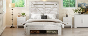 English Elm Full Platform Bed MDF Headboard Steel Frame Industrial Style with Under Bed Storage W636P272696