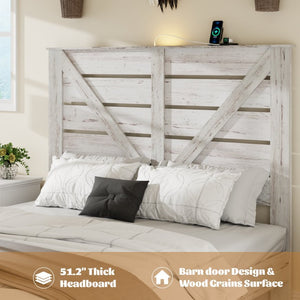 English Elm Queen Platform Bed Tall MDF Headboard Steel Frame Industrial Bedroom No Box Spring W636P272712