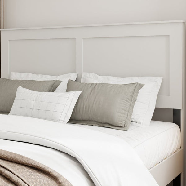 English Elm Bed Frame Full Size White MDF Headboard with Black Metal Industrial Platform W636P283312