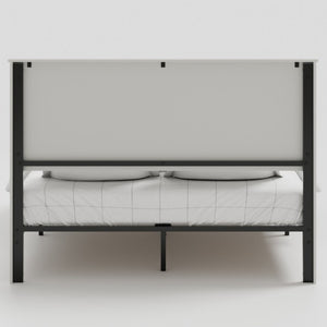 English Elm Bed Queen Platform Frame White MDF Headboard Metal Base with Ample Storage Space W636P283313