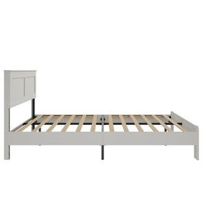 English Elm Bed Frame King White MDF Platform with Metal Accents and Under Storage Clearance W636P283316
