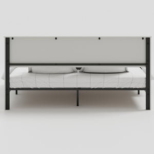 English Elm Bed Frame King White MDF Platform with Metal Accents and Under Storage Clearance W636P283316