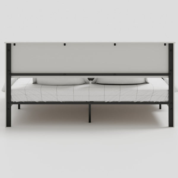English Elm Bed Frame King White MDF Platform with Metal Accents and Under Storage Clearance W636P283316