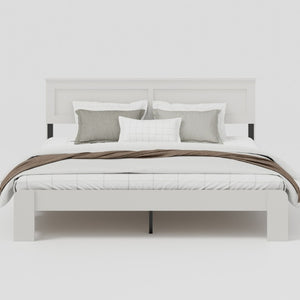 English Elm Bed Frame King White MDF Platform with Metal Accents and Under Storage Clearance W636P283316