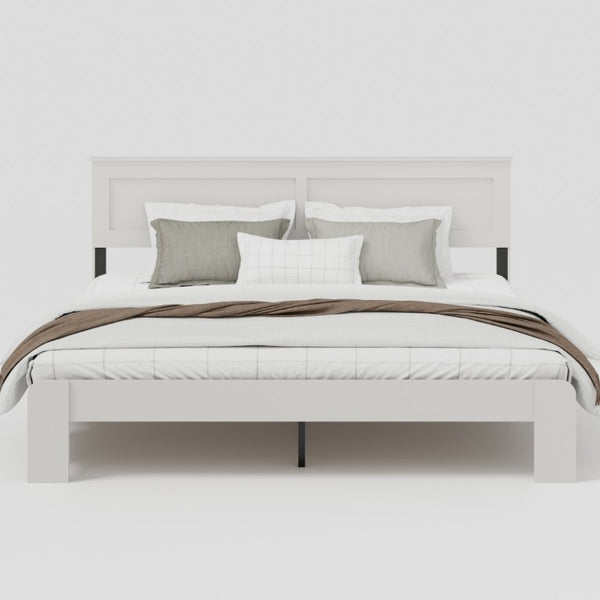 English Elm Bed Frame King White MDF Platform with Metal Accents and Under Storage Clearance W636P283316