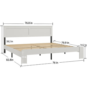 English Elm Bed Frame King White MDF Platform with Metal Accents and Under Storage Clearance W636P283316