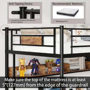 English Elm Loft Twin Bed with L Shaped Desk Shelving Fabric Drawers and Steel Frame for Teen Rooms W636P336327
