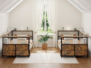 English Elm Twin Corner Metal Platform Daybed with Storage Drawers and Farmhouse Barn Door Detail W636P485963