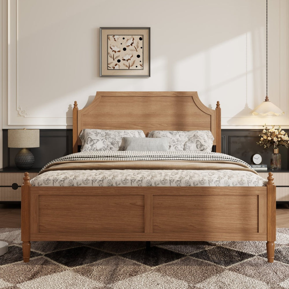 English Elm Full Size Platform Bed Paneled Headboard Engineered Wood Modern Farmhouse Bedroom W636P498318