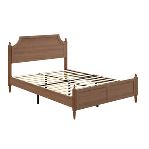 English Elm Full Size Platform Bed Paneled Headboard Engineered Wood Modern Farmhouse Bedroom W636P498318
