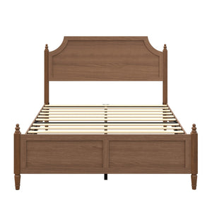 English Elm Full Size Platform Bed Paneled Headboard Engineered Wood Modern Farmhouse Bedroom W636P498318