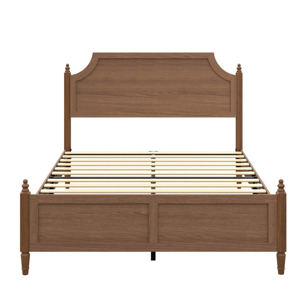 English Elm Full Size Platform Bed Paneled Headboard Engineered Wood Modern Farmhouse Bedroom W636P498318