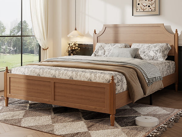 English Elm Full Size Platform Bed Paneled Headboard Engineered Wood Modern Farmhouse Bedroom W636P498318
