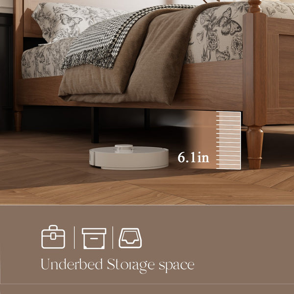 English Elm Queen Platform Bed with Paneled Headboard Footboard Modern Farmhouse Wood Frame W636P498547