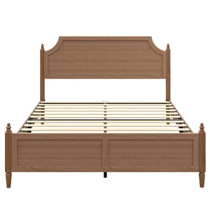 English Elm Queen Platform Bed with Paneled Headboard Footboard Modern Farmhouse Wood Frame W636P498547