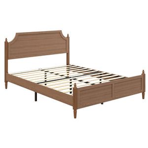 English Elm Queen Platform Bed with Paneled Headboard Footboard Modern Farmhouse Wood Frame W636P498547