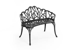 English Elm Cast Aluminum Outdoor Bench with Butterfly Motif Design for Garden Patio Porch W640P250982
