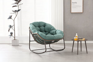 English Elm Outdoor Wicker Egg Rocking Chair Oversized Synthetic Rattan Porch Lounge Seat W640P360267