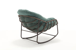 English Elm Outdoor Wicker Egg Rocking Chair Oversized Synthetic Rattan Porch Lounge Seat W640P360267