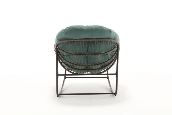 English Elm Outdoor Wicker Egg Rocking Chair Oversized Synthetic Rattan Porch Lounge Seat W640P360267