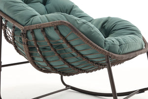 English Elm Outdoor Wicker Egg Rocking Chair Oversized Synthetic Rattan Porch Lounge Seat W640P360267