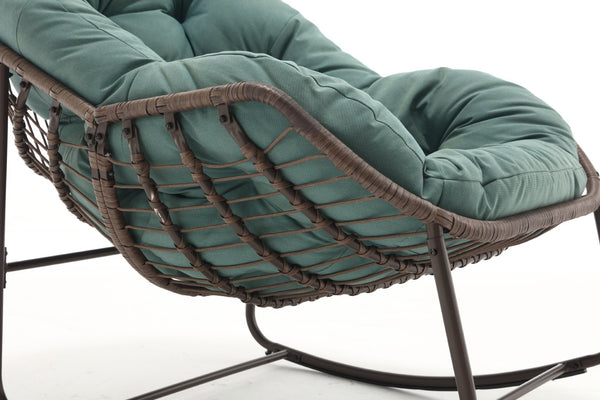 English Elm Outdoor Wicker Egg Rocking Chair Oversized Synthetic Rattan Porch Lounge Seat W640P360267