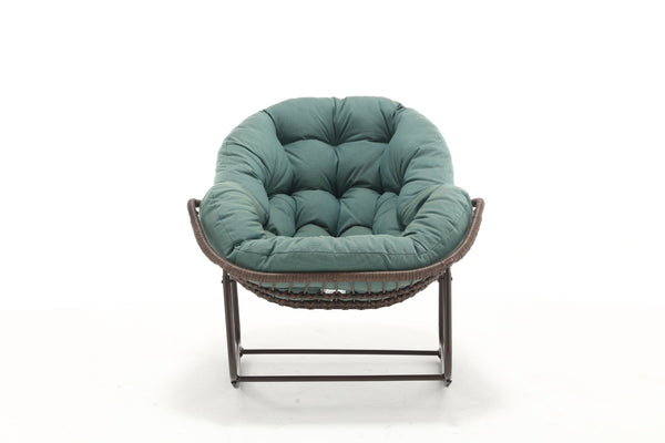 English Elm Outdoor Wicker Egg Rocking Chair Oversized Synthetic Rattan Porch Lounge Seat W640P360267