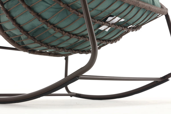 English Elm Outdoor Wicker Egg Rocking Chair Oversized Synthetic Rattan Porch Lounge Seat W640P360267