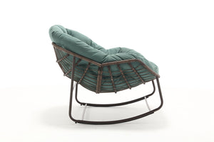 English Elm Outdoor Wicker Egg Rocking Chair Oversized Synthetic Rattan Porch Lounge Seat W640P360267