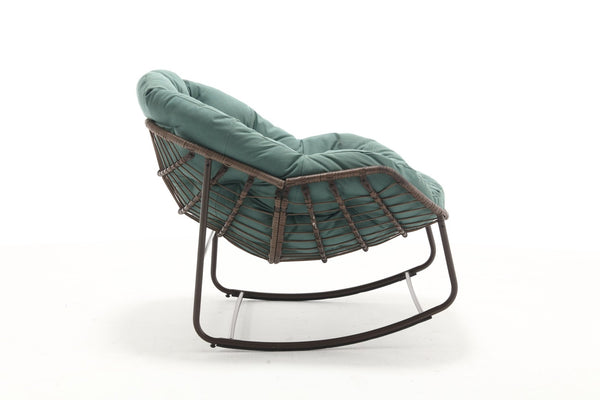 English Elm Outdoor Wicker Egg Rocking Chair Oversized Synthetic Rattan Porch Lounge Seat W640P360267